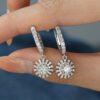 Electroplating Moissanite Floral Sunflower Earrings