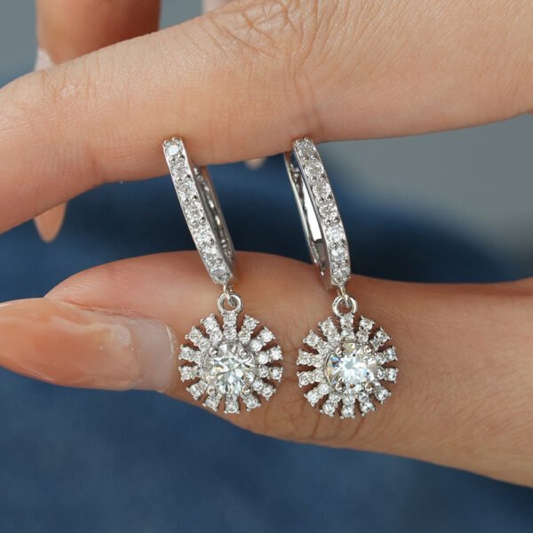 Electroplating Moissanite Floral Sunflower Earrings