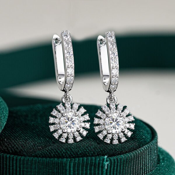 Electroplating Moissanite Floral Sunflower Earrings