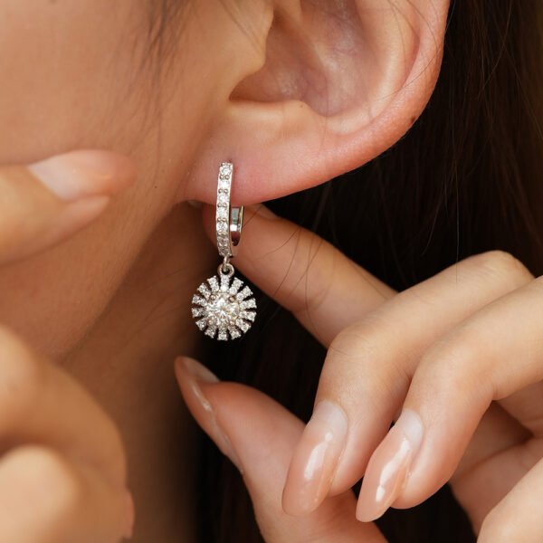 Electroplating Moissanite Floral Sunflower Earrings