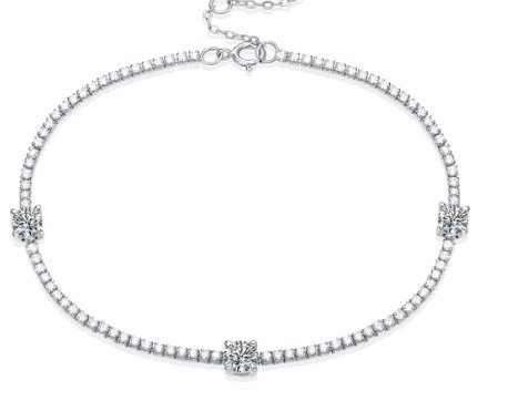 Silver Inlay Moissanite Round Bracelet