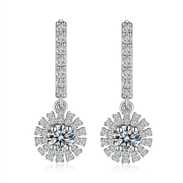 Electroplating Moissanite Floral Sunflower Earrings