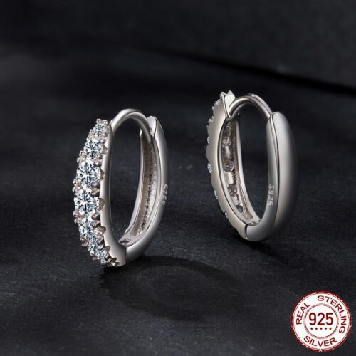 Single Row Moissanite Round Earrings
