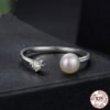 Natural Freshwater Pearl Moissanite Ring