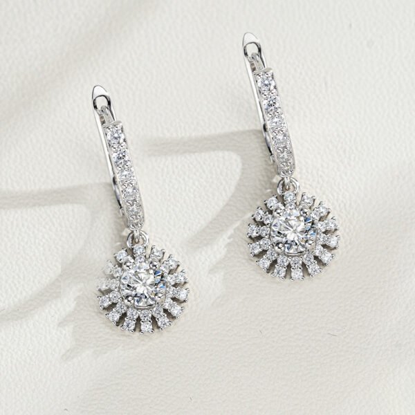 Electroplating Moissanite Floral Sunflower Earrings